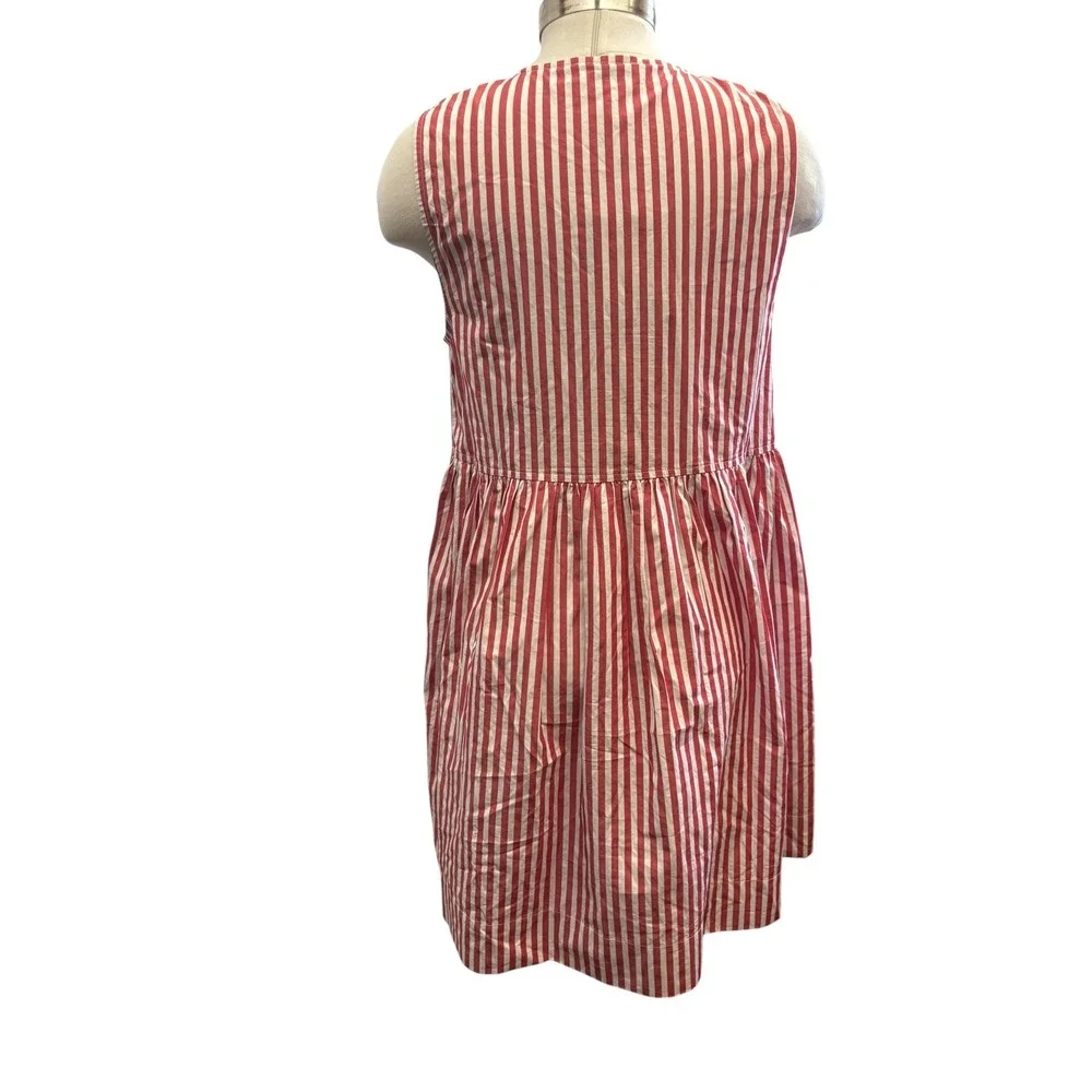 Ganni Barbados Cherry Stripe Cotton Mini Dress Bow Tie Sleeveless NWT Poplin 38